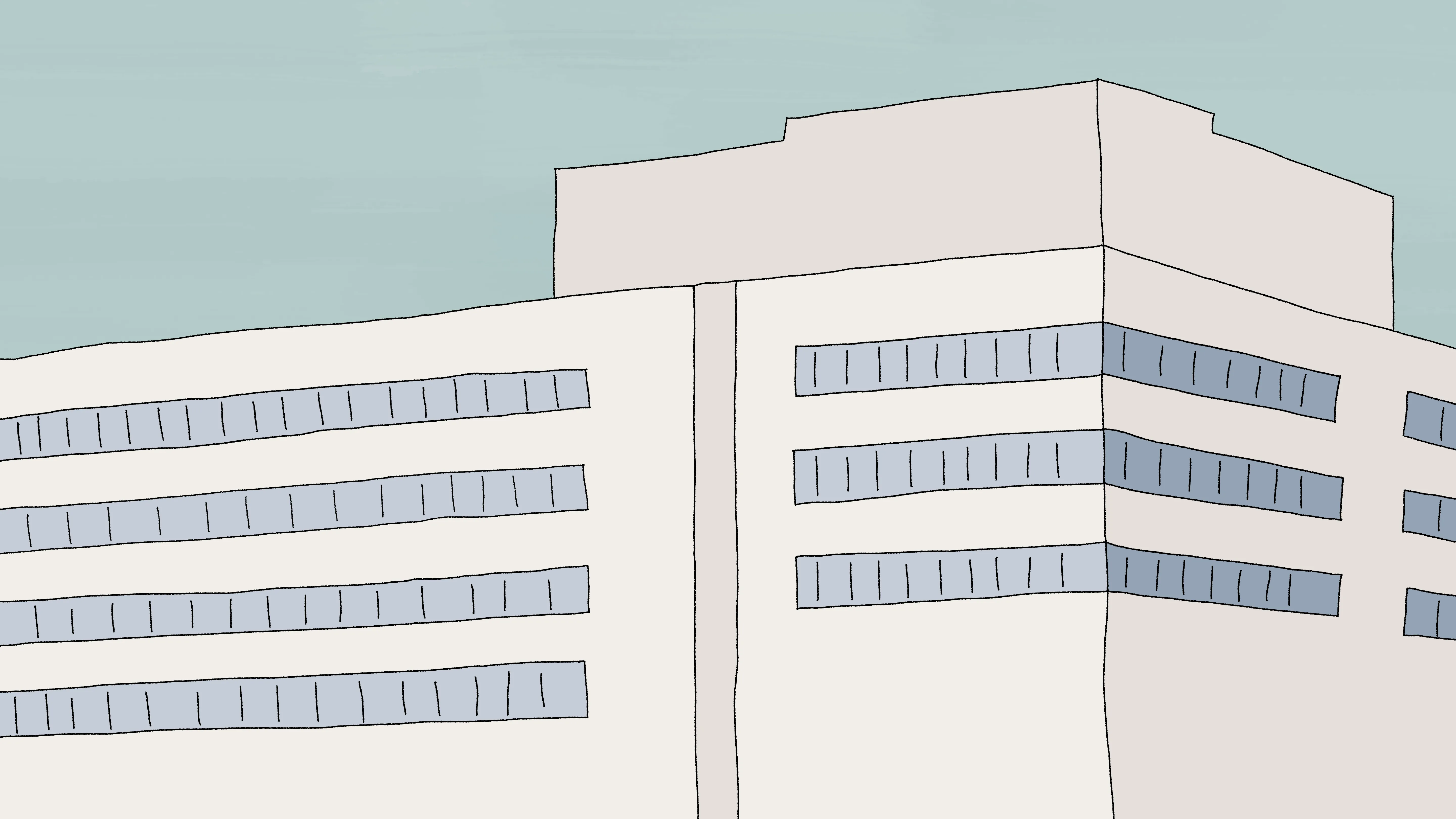 Cartoon of an office building